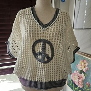 White and Gray Knit Peace Sweater